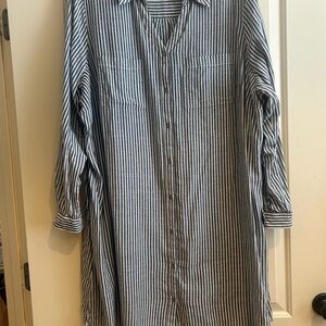 Terra & Sky Navy and White Striped women’s  Shirtdress